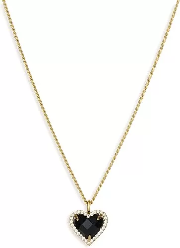 Black Love Diamond Clavicle Chain French Retro Heart Shaped Zircon Pendant Necklace Women's Upscale Luxury Gift for Wife Sisters Brass Women's Pendant Necklace