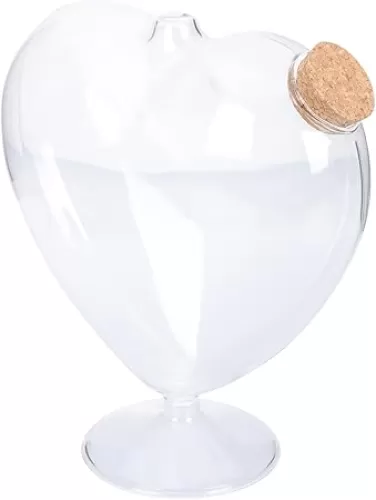 Cabilock Heart Shaped Glass Jar, Transparent wishing bottle heart-shaped with Cork Lid, origami Heart wishing bottle for Origami Home Decor