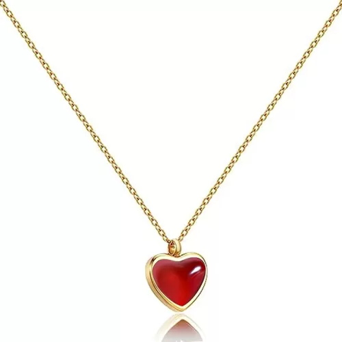 Carnelian Heart Necklace for Women, 18K Gold Red Heart Necklace for Girls as as Mothers Day Gifts For Mom, Carnelian Jewelry as Coquette Accessories