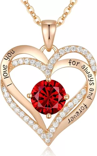 CDE Forever Love Heart Necklaces for Women, Wedding Anniversary, Birthday Mothers Day Gifts for Mom, Mother, Wife, Girlfriend, S925 Silver Jewelry with Birthstone Pendant