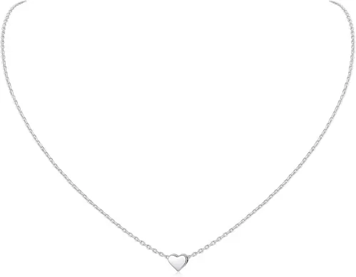 ChicSilver Personalized 925 Sterling Silver Dainty Small Heart/Star/Moon/Dot/Triangle Pendant Necklace for Women, Silver/Gold/Rose Gold/Black (with Gift Box)