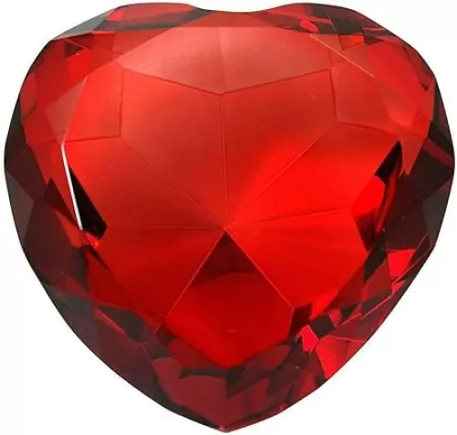 Diamond Jewel Paperweight 80mm Ruby Heart Shaped Cut