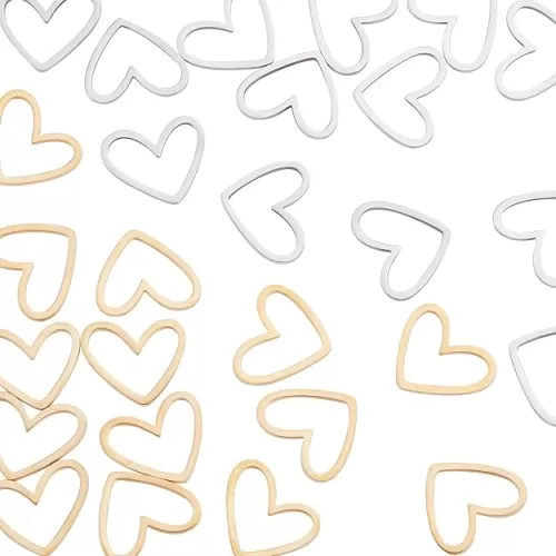 DICOSMETIC Heart Linking Rings & Pendants - Hollow Heart Connector Findings, Gold Plated Open Bezel Connectors for DIY Jewelry Making