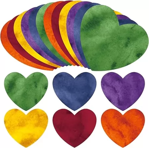 Eersida 72 Pcs Paper Hearts Cutouts Heart Shaped Cutouts Assorted Color Accent Marble Paper Die Cuts for DIY School Classroom Art Craft Supplies