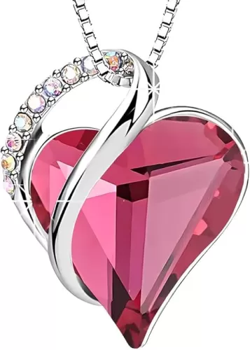 EVEVIC Austrian Crystal Heart Pendant Necklaces for Women Fashion 14K Gold Plated Dainty Necklace Hypoallergenic Jewelry