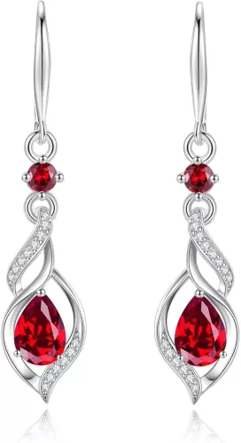 FANCIME Gift for Women Birthstone Dangle Earrings for Her Teardrop Birthstone Earrings S925 Sterling Silver infinity Love Birthday Gifts for Mom Women