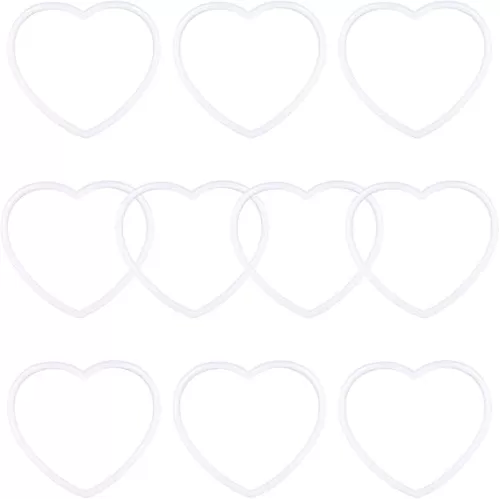 Framendino, 10 Pack White Plastic Rings Dream Catcher Ring 6.6 Inch Heart Shape Macrame Hoops Dreamcatcher for DIY Craft Supplies