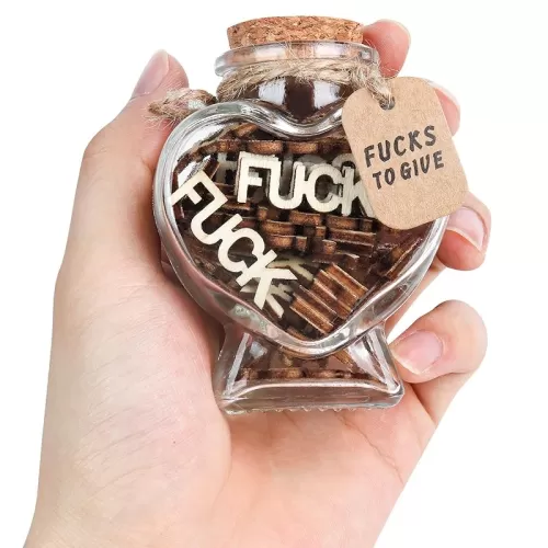 Fucks to Give Funny Gift Gag Gift Birthday Gift Christmas Gift, Fuck It Bad Mood Vent Spoof Gifts for Friend, Anniversaries Valentines Day. (heart-shaped jar-fuck in a jar)