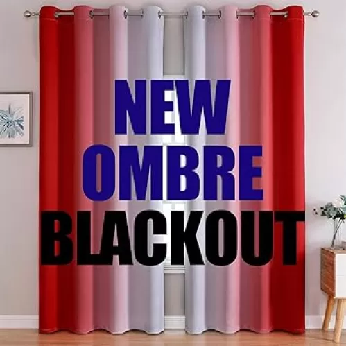 G2000 Blackout Curtains & Drapes for Bedroom Living Room 95 Inches Long Red and Greyish White Room Darkening Window Treatments Ombre Thermal Insulated Light Blocking Grommet Backdrop Curtains 2 Panels