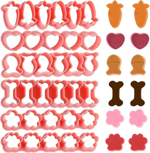 Giantree 6 Pcs Mini Cookie Cutters, Gold Fish Dog Bone Dog Claw Shaped Heart Flower Carrot Cute Cookie Cutter Set Homemade Biscuit Cutters for Baking Cake Cookies Sugar Making Dog Themed Party Gift(6)