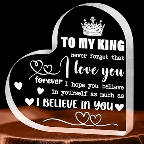 Gifts for Boyfriend - Fathers Day Dad Gifts for Boyfriend Husband - Birthday Gifts for Him Boyfriend Husband - Anniversary Heart Shaped Acrylic Block - Thankgiving Christmas Valentines Present for Men