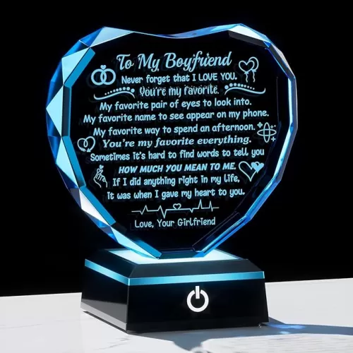 Gifts for Boyfriend, Romantic Heart Crystal Keepsakes to My Boyfriend Gifts with Colorful Base，I Love You Gifts for Boyfriend from Girlfriend on Birthday Valentine's Day