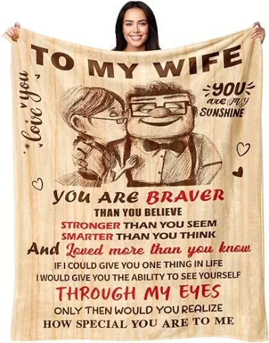 Gifts for Wife from Husband - Wedding Anniversary Birthday Gifts for Women - Romantic I Love You Present for Her - Christmas Mothers Day & Valentines Day Gifts for Wife - To My Wife's Blanket 50"x60"