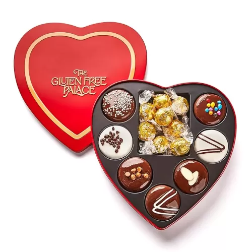 Gluten Free Palace Heart Chocolate Cookies Gift Basket – Assorted Gluten-Free Cookies & Milk Chocolate – Mother’s Day Cookie Gift – Father's Day Gluten Free Basket - Women, Birthday, and Anniversary