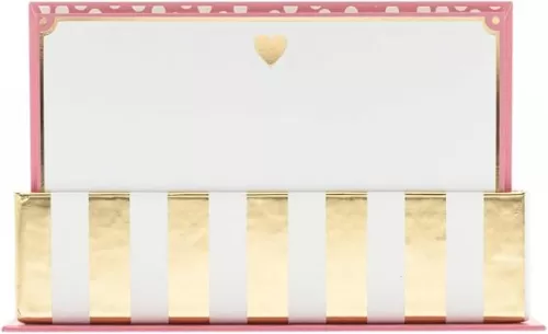 Graphique Gold Heart Flat Notes – Note Card Stationery with Adorable Soft Pink Border and Printed Gold Heart, 50 Note Cards and Matching Envelopes for Thank You Notes and Invitations, 5.625" x 3.5"