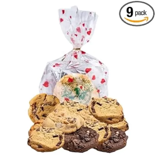 Hearts Cookie Gift Bag: 9 Fresh-Baked Gourmet Cookies - Anniversary, or Love Gift