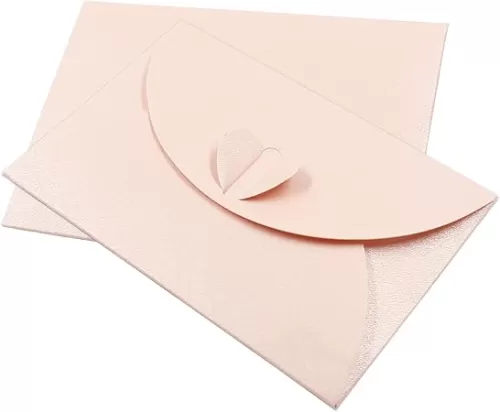 Hitefu 50PCS Mini Envelopes with Heart Shaped Clasp, 4 x 2.8 inch Gift Card Envelopes for Wedding Invitations, Note Cards, Business Card, Greeting Cards, Cute Present Card Holder (Pink)