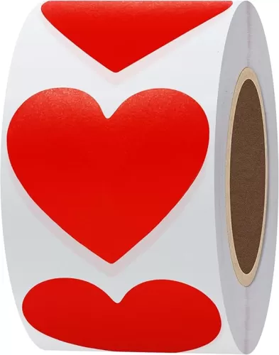 Hybsk 500pcs Red Heart Shaped Stickers 1.5 inch Labels for Party Decorations Favors Gifts Envelopes (Red)