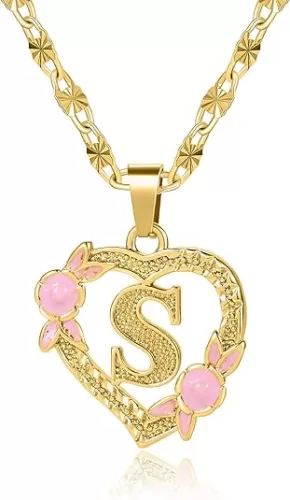 Initial Heart Necklace for Women Heart Gold Letter A-Z Name Alphabet Pendant Necklace for women Gift