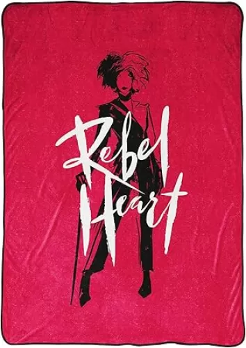 Jay Franco Disney Cruella Rebel Heart Blanket - Measures 62 x 90 inches, Kids Bedding - Fade Resistant Super Soft Fleece