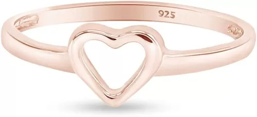 Jewel Zone US Engagement Wedding Ring Set, Prong Setting Heart Shape Bridal Wedding Ring for her in 14K Gold Over Sterling Silver Open Heart Ring, Jewelry Gift For Her
