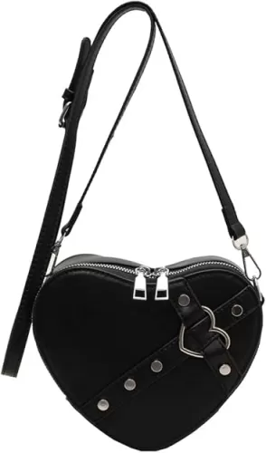 JQWSVE Cute Heart Shaped Purse for Women Faux Leather Heart Crossbody Bag Y2k Purse Small Shoulder Handbag with Zipper