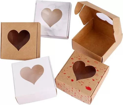 Konsait 20 Pack Heart Candy Boxes, Mini Kraft Paper Gifts Wrapping Box, Valentine