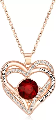 Kruckel Crystal Necklace - Gold Plated Heart Encased Birthstone Pendant, Jewelry for Women Lightweight, Easy - Wear Fashion Minimalist Design Accesory Packed with Durable Jewelry Box