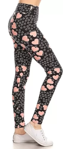 Leggings Depot High Waisted Print Leggings for Women - Valentine & Hearts