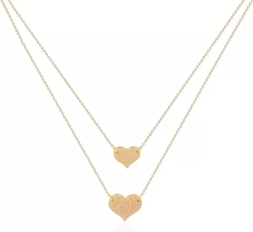 MEVECCO Layered Heart Necklace Pendant Handmade 18k Gold Plated Dainty Gold Choker Arrow Bar Layering Long Necklace for Women