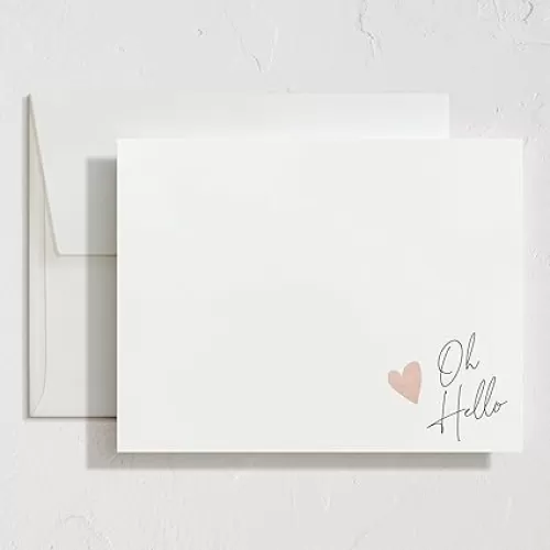 Minted Signed Heart Stationery Cards, 10 Ct, Blank Cards and Envelopes For Thank You Notes, Invitations & Handwritten Messages, Note Cards & Stationery Set, Gifts for Women, Blush Pink Color Theme, 10 Count