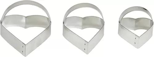 Mrs. Anderson's Baking Anderson’s Cookie and Fondant, Heart-Shaped, 3-Piece Graduated Cutters with Handles, Set of 3