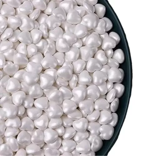 NIPEOR White Heart Sprinkles, Edible Heart-Shaped Pearl Sprinkles 130g/4.6oz, Sugar Pearls & Candy Sprinkles for Cake, Cupcake, Cookie & Dessert Decorating, Holiday Baking & Party Toppers (White)