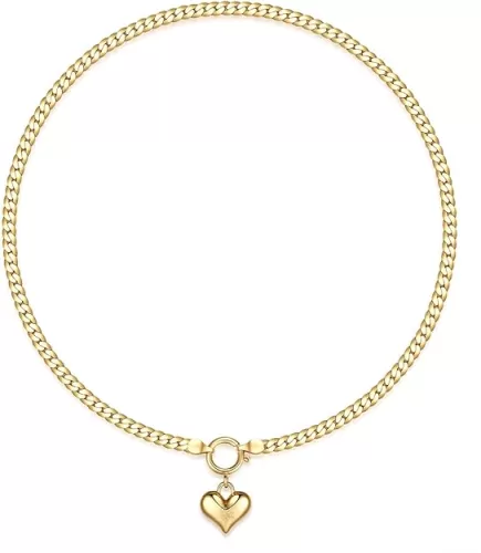 NUZON 2-Tone Interlocking | Sunburst Heart | CZ Evil Eye | Single Pearl | Love Heart Pendant Necklace for Women 18K Gold Chain Necklace Protection Prayer Faith Jewelry