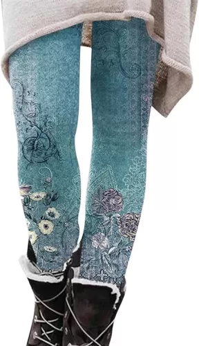 of Today 2024 Seamless Leggings for Women High Waist Pockets Red and Green Vintage Printed Leggings Yoga Pants Plus Size Capri Buttery Soft Leggings with Bow In The Back