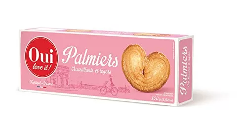 Oui Love It, French Puff Pastry Cookies (Palmiers), 100g Box (1-Pack)