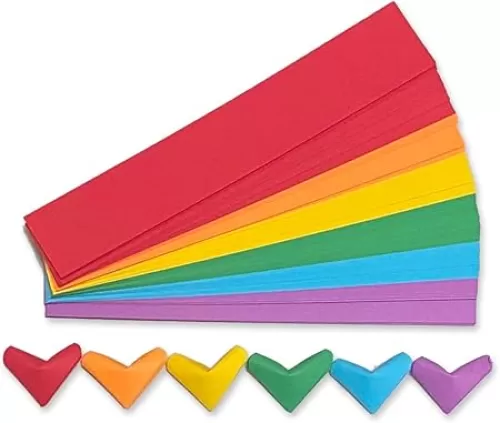 Paper Strips for Making Origami Hearts. Origami Lucky Heart Paper. 1 inch x 5.5 inch Strips makes 1 inch Wide 3D Hearts (Rainbow)