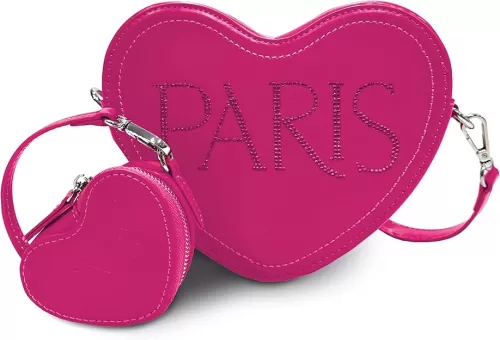 Paris Hilton Heart Luv Double Heart Crossbody Purse, Small Zipper Bag
