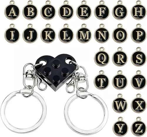 Personalized Brick Matching Couple Heart Keychain, Heart Keychain Gifts for Him Her Boyfriend Girlfriend Mom Couple Lovers