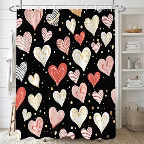 Pink Heart Shower Curtain Valentine