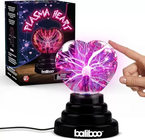 Plasma Heart Shaped Light 4״ Touch Activated, Valentine Gift, USB Cable or Battery Powered, Stocking Stuffers, Magical, Interactive, Mood Setting, Fun Science, Party Prop, Gift for Kids and Adults