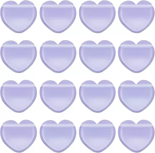 PPhtony Small Heart Shaped Jewelry Gift Packaging Bags for Earrings Rings Sample Business Supplies Wedding Birthday Christmas Halloween Party Favor, 50PCS (Purple)