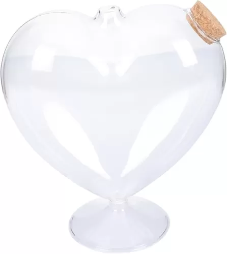 PRETYZOOM High Base Glass Wishing Jar Decorative Jar Lid for Heart Shaped Container Diy Landscape Bottle