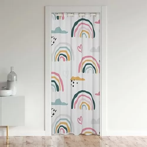 Rainbow Door Curtain for Doorway Privacy 42"x80" Colorful Stripes Closet Door Cover Curtain for Bedroom Multicolor Room Curtain Heart Love Room Divider Curtain Cover Pink White Blue Window Treatments