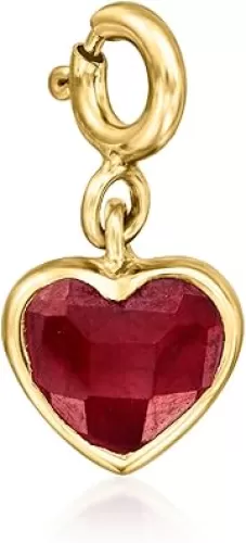 Ross-Simons 2.20 Carat Ruby Heart Charm in 18kt Gold Over Sterling