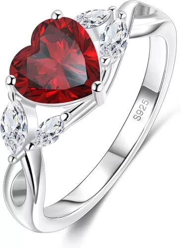 S925 Sterling Silver Promise Rings For Her Heart Birthstone Ring Wedding Engagement Valentine's Day Jewelry For Women