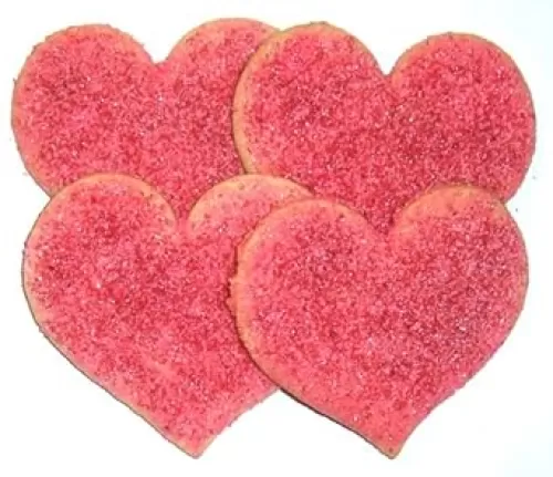 Scott's Cakes Heart Shaped Butter Sugar Cookies with Pink & Red Colored Sugar Cookies in a 1 Pound White Box