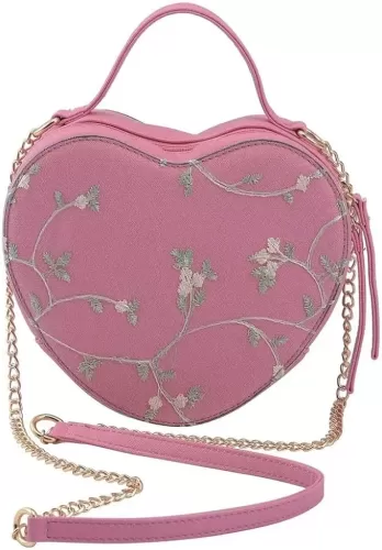 Shop LC Cute Pink Heart Purse for Women, Faux Leather Heart Shaped Crossbody Bags, Zipper Closure Shoulder Aesthetic Bag Birthday Gifts