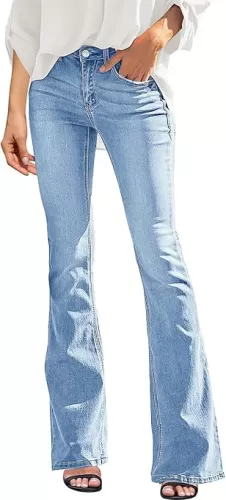 Sidefeel Women's High Waisted Bell Bottom Bootcut Jeans Flared Wide Leg Denim Pants