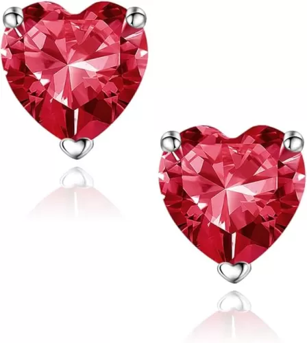SMILEST Dainty Heart Birthstone Earrings for Women, 925 Sterling Silver Earrings Gorgeous Heart Birthstone Stud Earrings Anniversary Birthday Gifts for Women Mom Wife Girlfriend